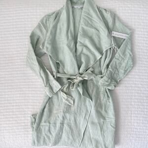 NWT Young Fabulous & Broke 3/4 Sleeve Linen Wrap Midi Dress Pastel Green Size S